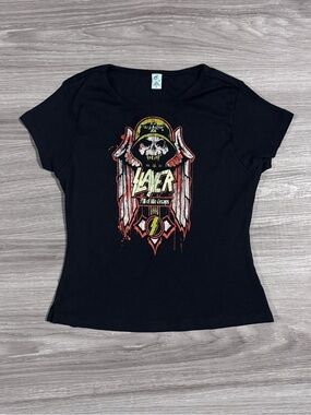 vintage y2k Slayer “All of Life Decays” fitted band tee